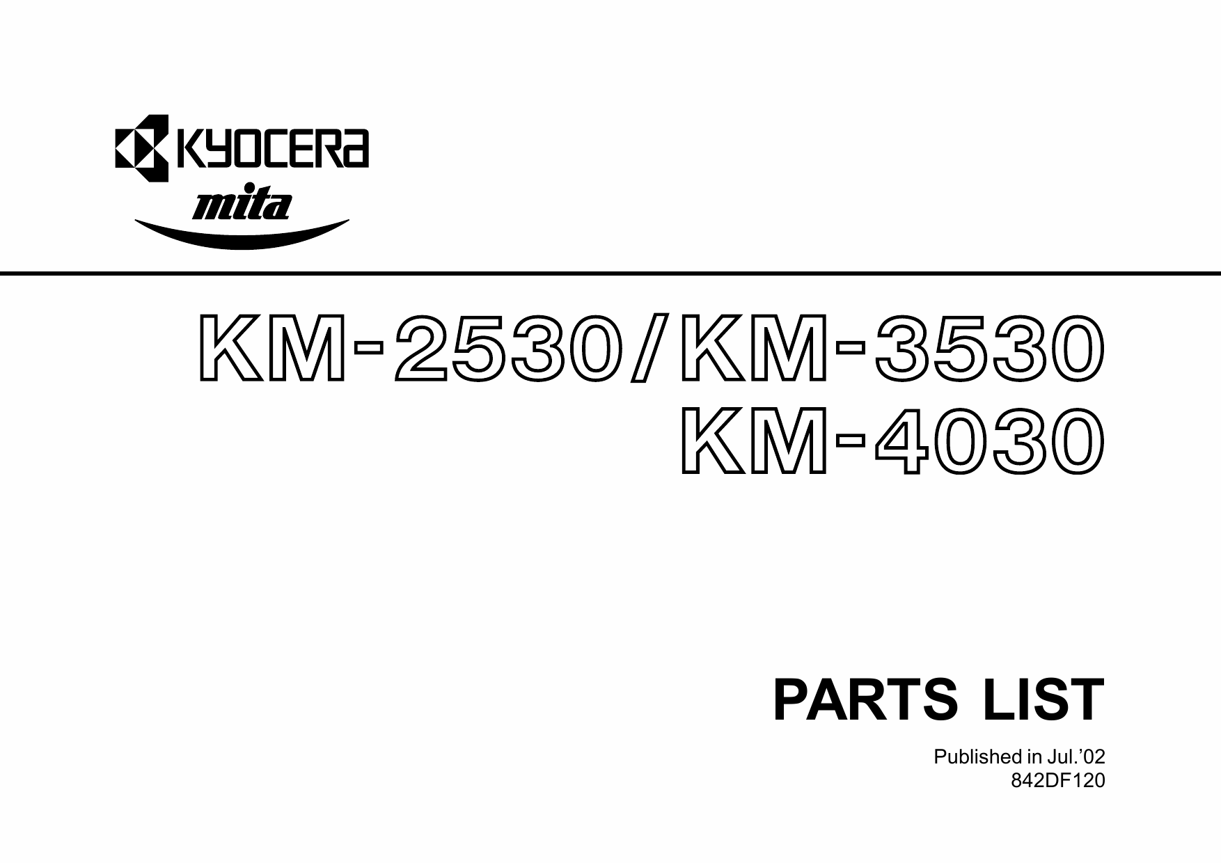 KYOCERA Copier KM-2530 3530 4030 Parts Manual-1